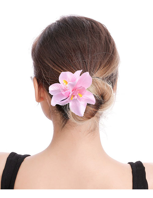 Fashion Pink Simulation Fabric Flower Hair Tie Ring