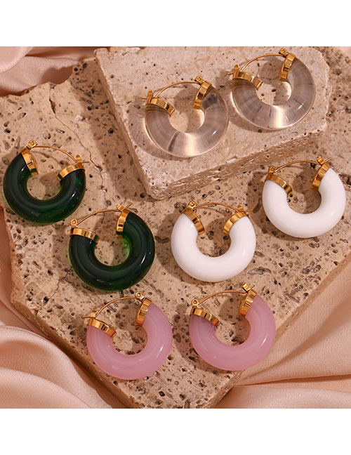 Fashion Gold Transparent Stainless Steel Acrylic Plated Round C-shaped Earrings