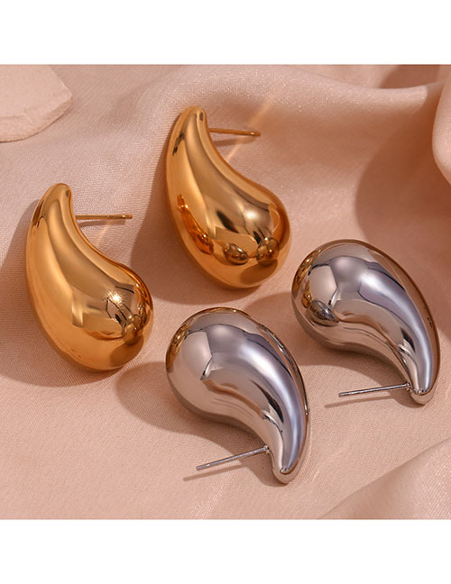 Fashion Gold Stainless Steel Glossy Drop Earrings