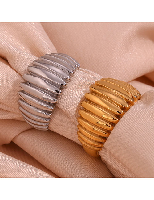 Fashion Gold Stainless Steel Gold Plated Brushed Bread Dome Ring