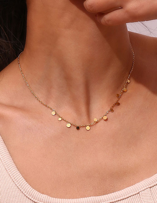 Fashion Gold Gold-plated Stainless Steel Round Necklace