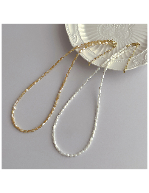 Fashion White Shell And Rice Beads Beaded Necklace