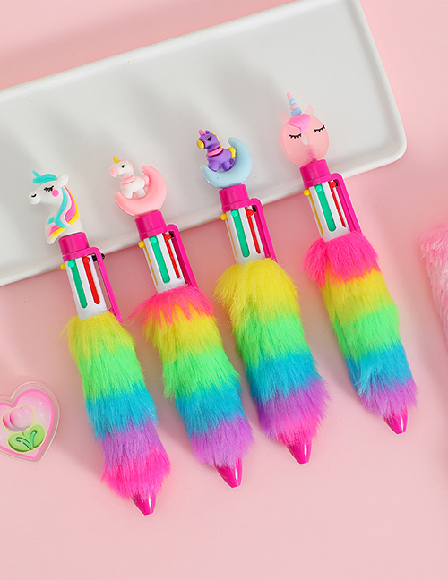 Fashion Green Horned Unicorn Kids Plush Unicorn Press Ballpoint Pen