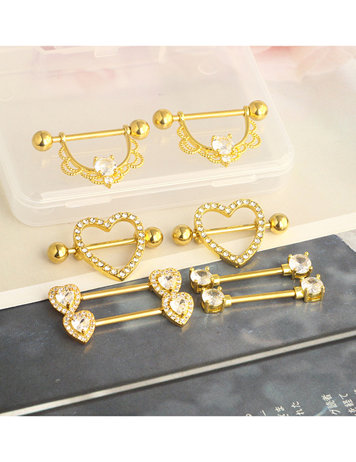 Titanio Acero Diamante Corazón Geométrico Piercing Mama Uñas