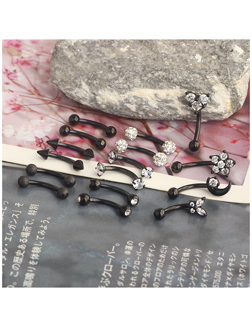 Juego De Clavos Para Cejas Con Piercing De Mariposa Amor Luna Y Flor Con Incrustaciones De Diamantes De Acero Titanio