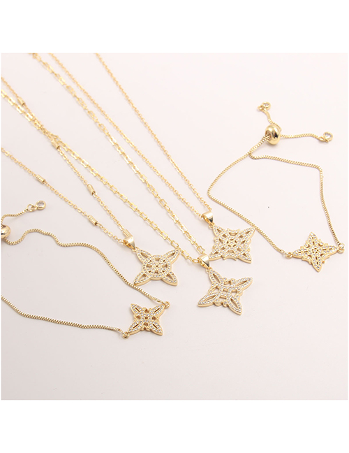 Fashion 1# Copper And Diamond Geometric Bracelet Necklace Set