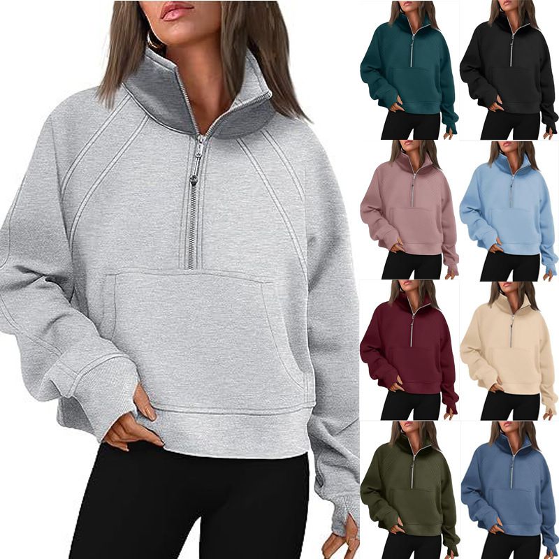Sudadera Polar Con Cuello Alto Y Media Cremallera