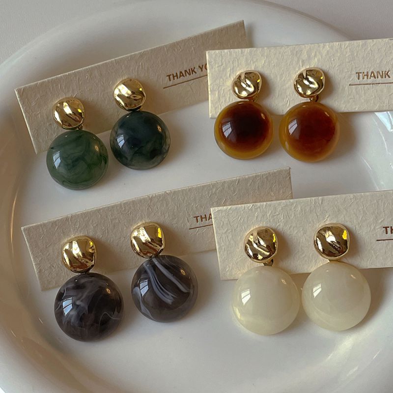 Fashion Off White Resin Round Earrings