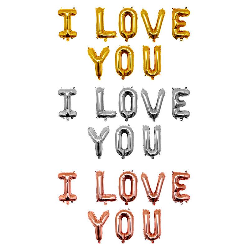 Fashion 16 Inch I Loveyou Suit Gold 16 Inch Letter Balloon Set