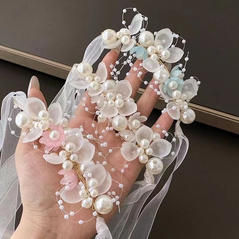 Fashion Headband Pink Pearl Braided Petals Childrens Wreath Headband
