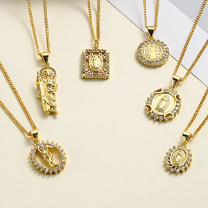Fashion 4# Copper-set Zirconium-set Diamond Madonna Necklace