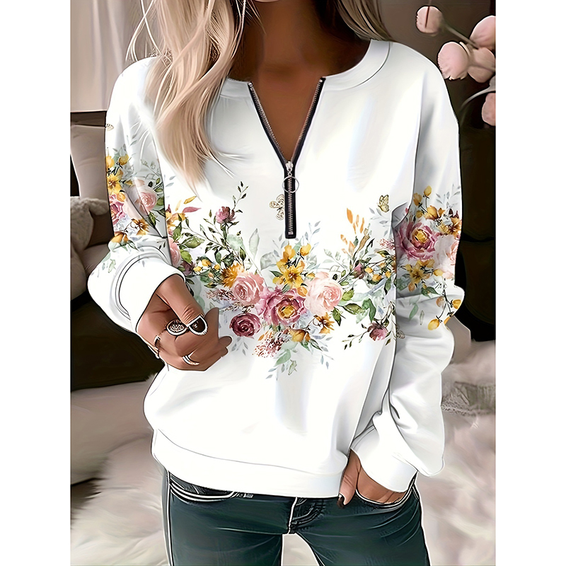 Sudadera Con Cremallera Estampada De Poliéster
