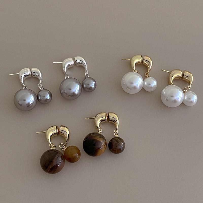 Fashion Gold Tiger Eye Stone Earrings Copper Tiger Eye Stone Earrings