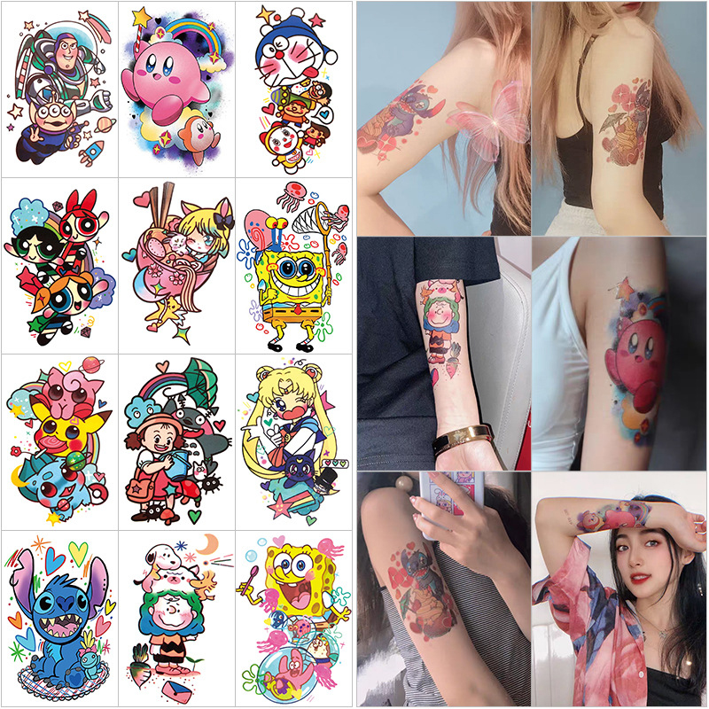 Fashion 18 Unique Pictures Series Cartoon Flower Arm Tattoo Sticker