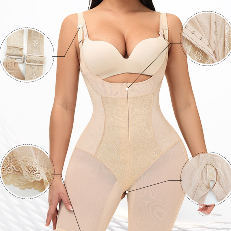 Fashion Color Nylon Zipper-breasted One-piece Shapewear