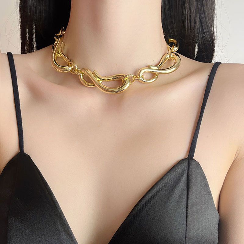 Fashion Silver Thick Metal Chain Necklace