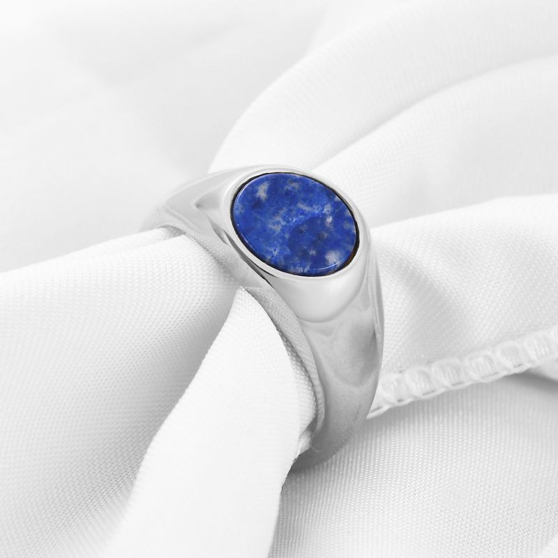 Anillo Redondo Geométrico De Acero Titanio