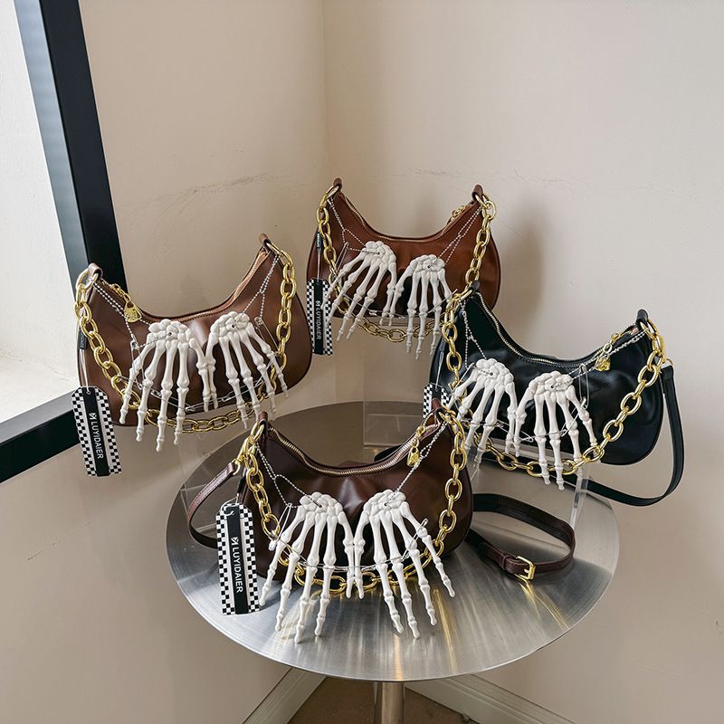 Fashion Coffee Color Skull Claw Crossbody Bag