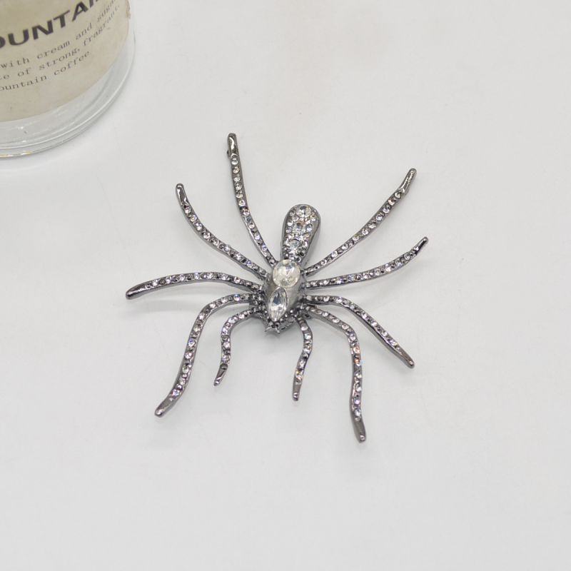 Fashion Silver Alloy Diamond Spider Brooch