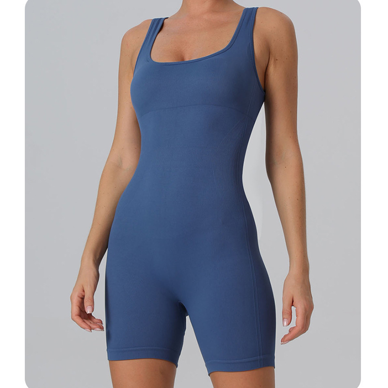Fashion Brown Backless Sleeveless Yoga Jumpsuit