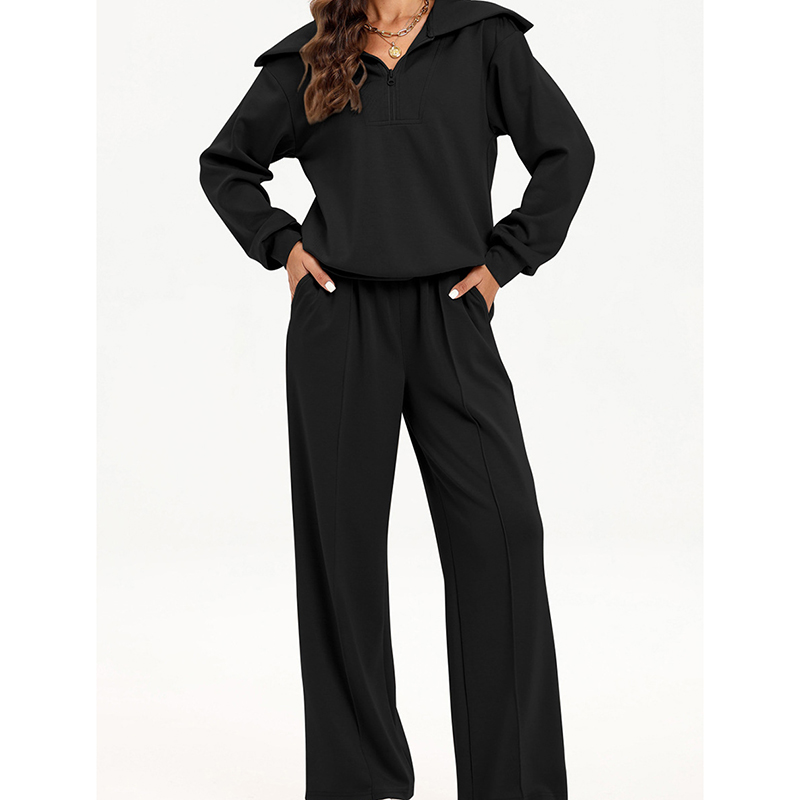 Traje Pantalón Ancho De Poliéster Con Solapa Superior