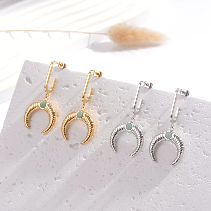 Pendientes De Cuerno De Acero De Titanio