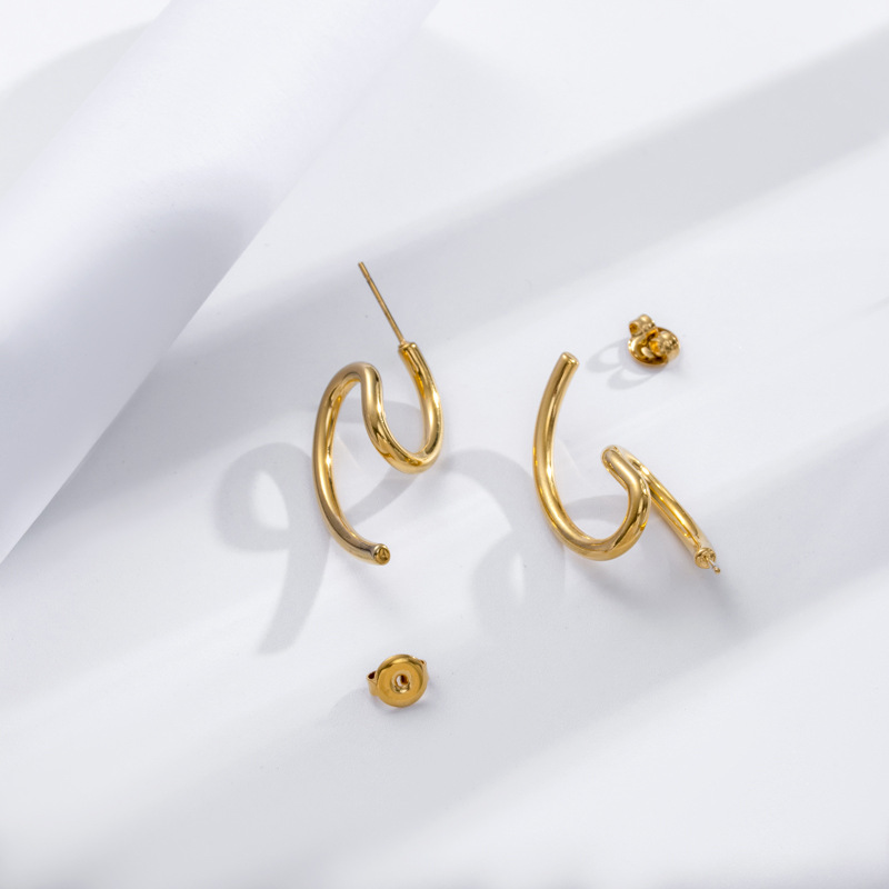 Pendientes Irregulares Brillantes De Acero Titanio