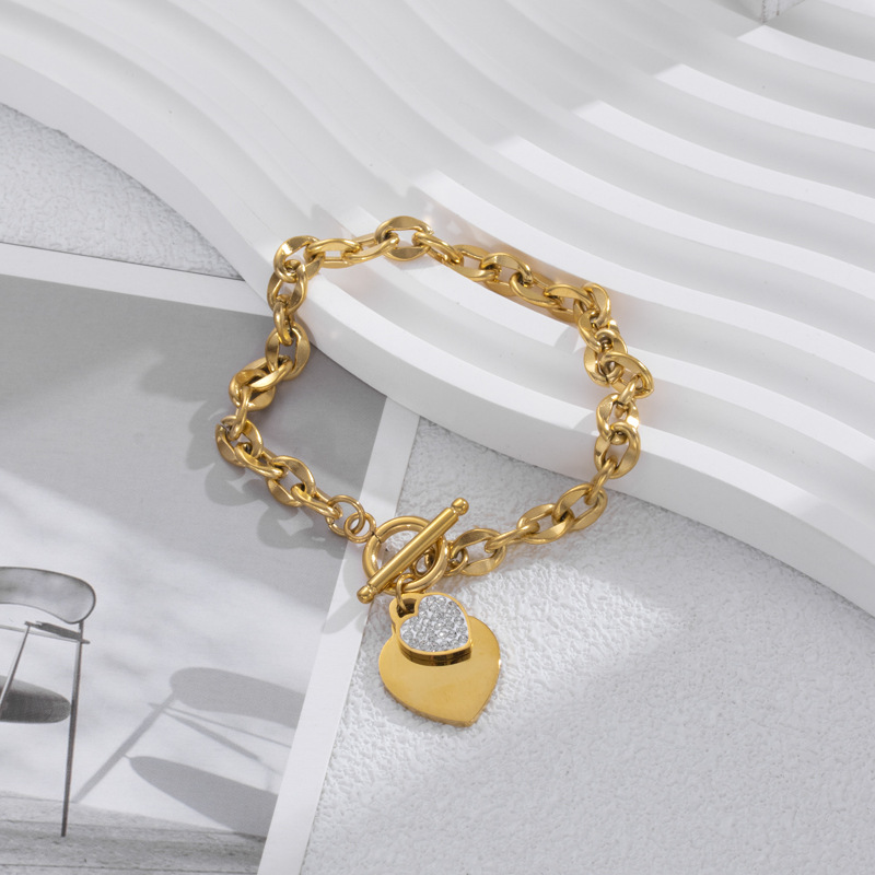 Pulsera De Amor De Diamantes De Acero Titanio