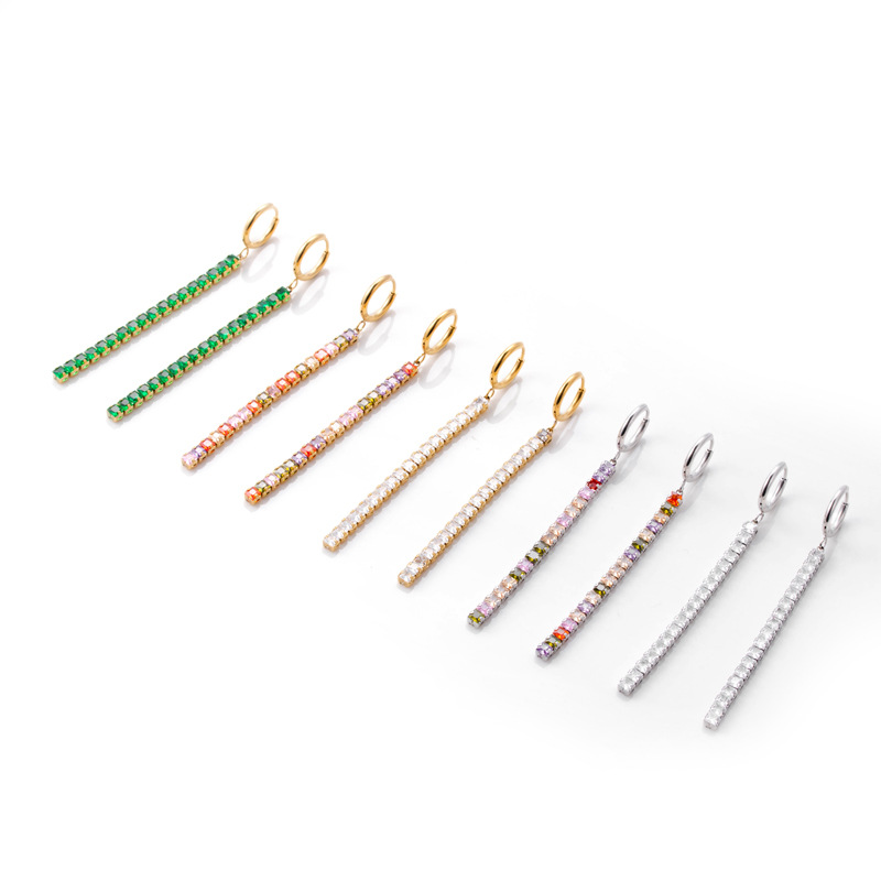 Pendientes Cuadrados Acero Titanio Circonitas
