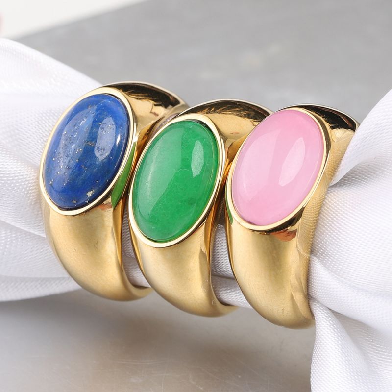 Anillo Ovalado Geométrico De Acero Inoxidable