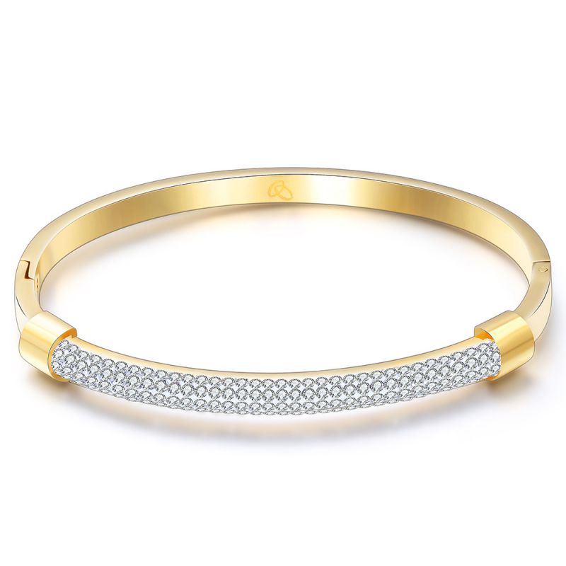 Pulsera Redonda De Acero Titanio Y Diamantes.