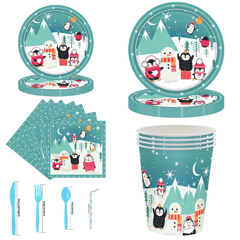 Juego De Platos Vasos Y Toallas De Papel Desechables Impresos En Papel