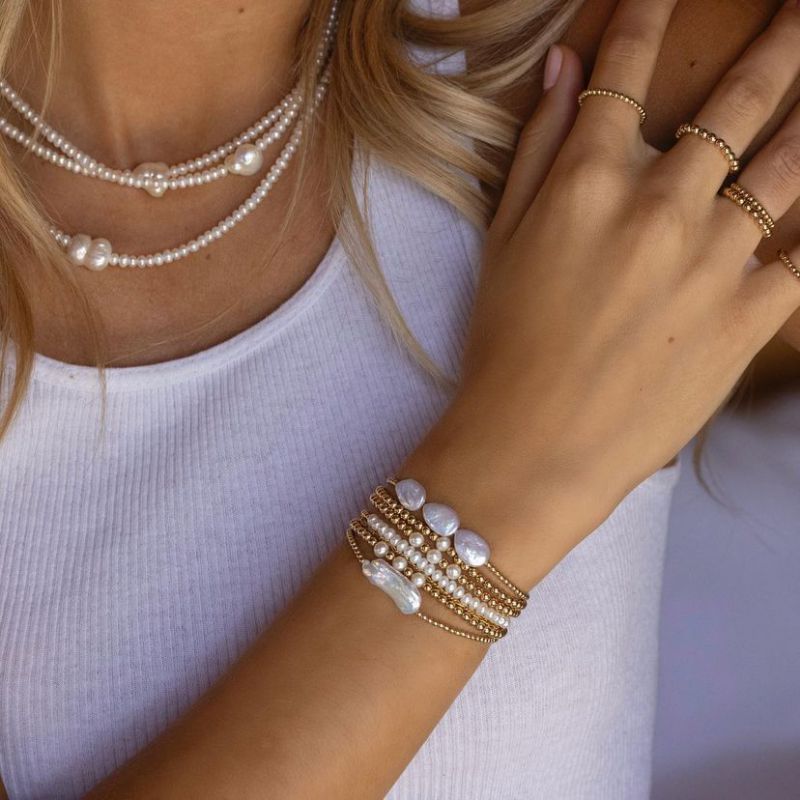 Pulsera De Perlas En Forma De Gota De Cuentas De Oro