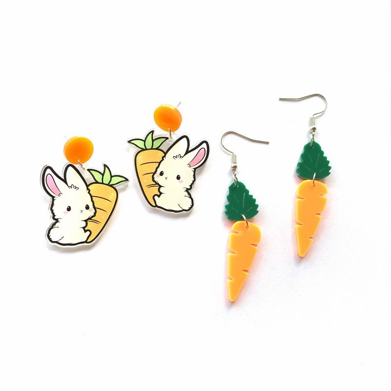Pendientes Asimétricos Conejo Zanahoria