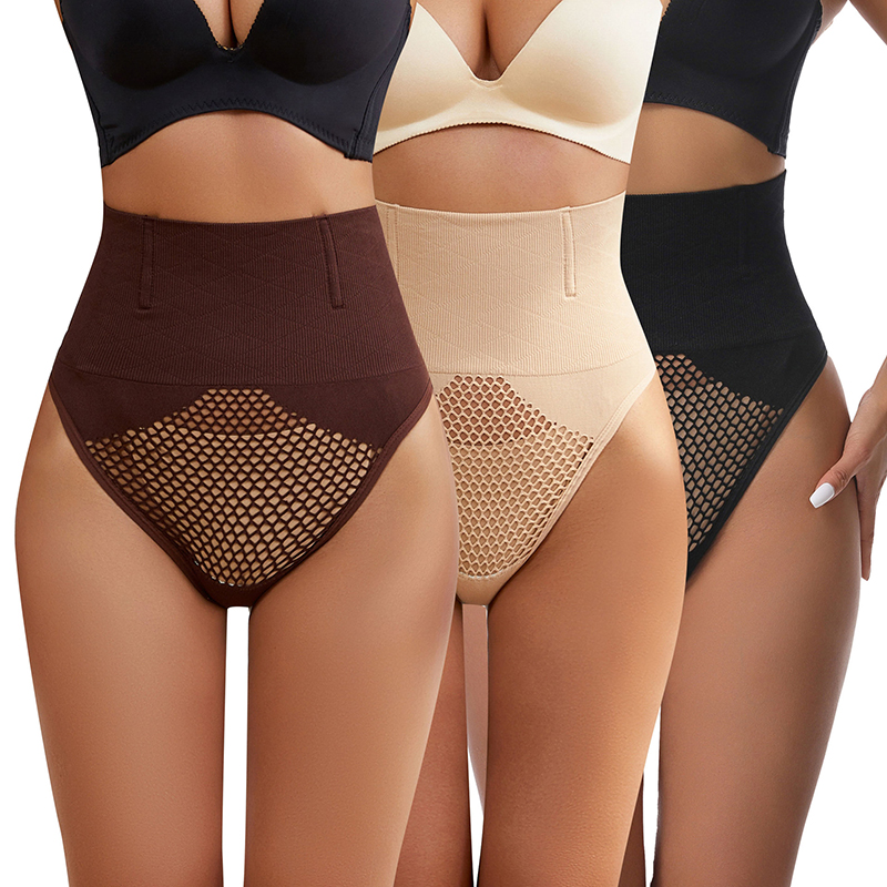 Pantalones Con Control De Barriga De Cintura Alta Y Huecos De Nailon