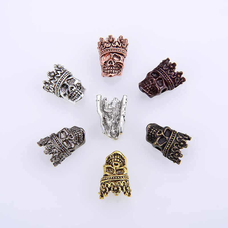 Fashion 10 Mixed Colors Alloy Skull Diy Loose Beads