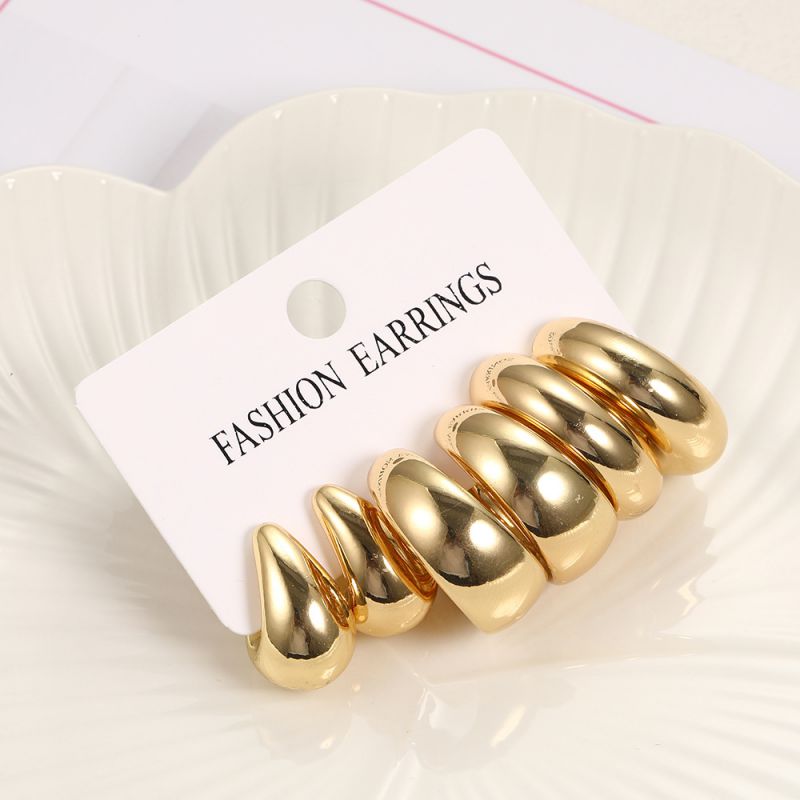 Fashion Gold Alloy Geometric Earring Set