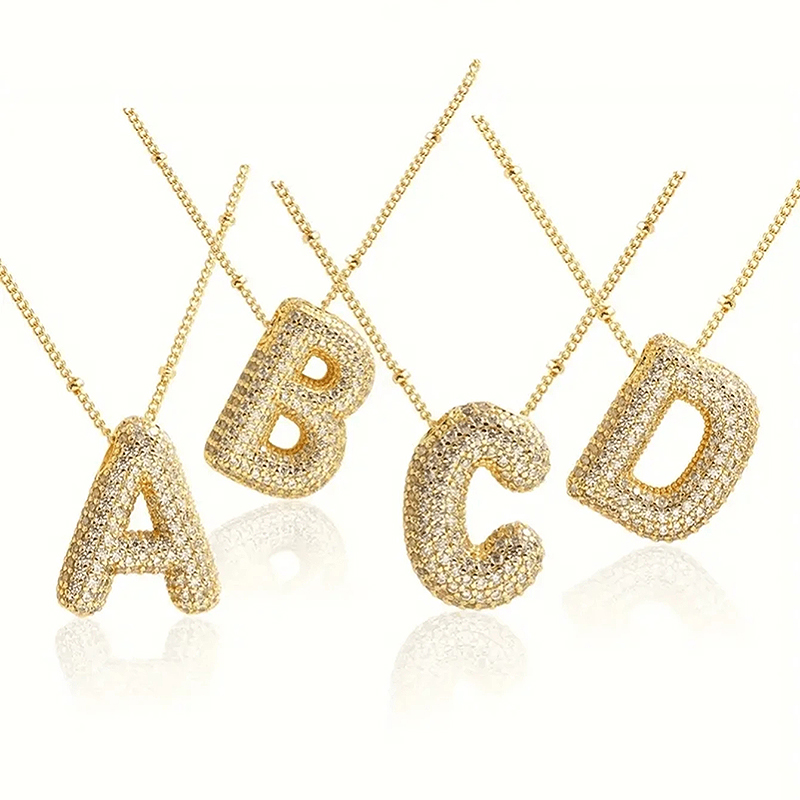 Collar De 26 Letras De Circonio Con Incrustaciones De Acero Titanio