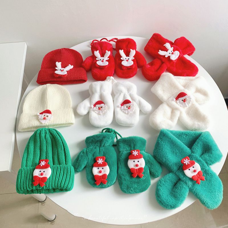 Guantes Navideños Tridimensionales De Punto Acrílico De Cinco Dedos.