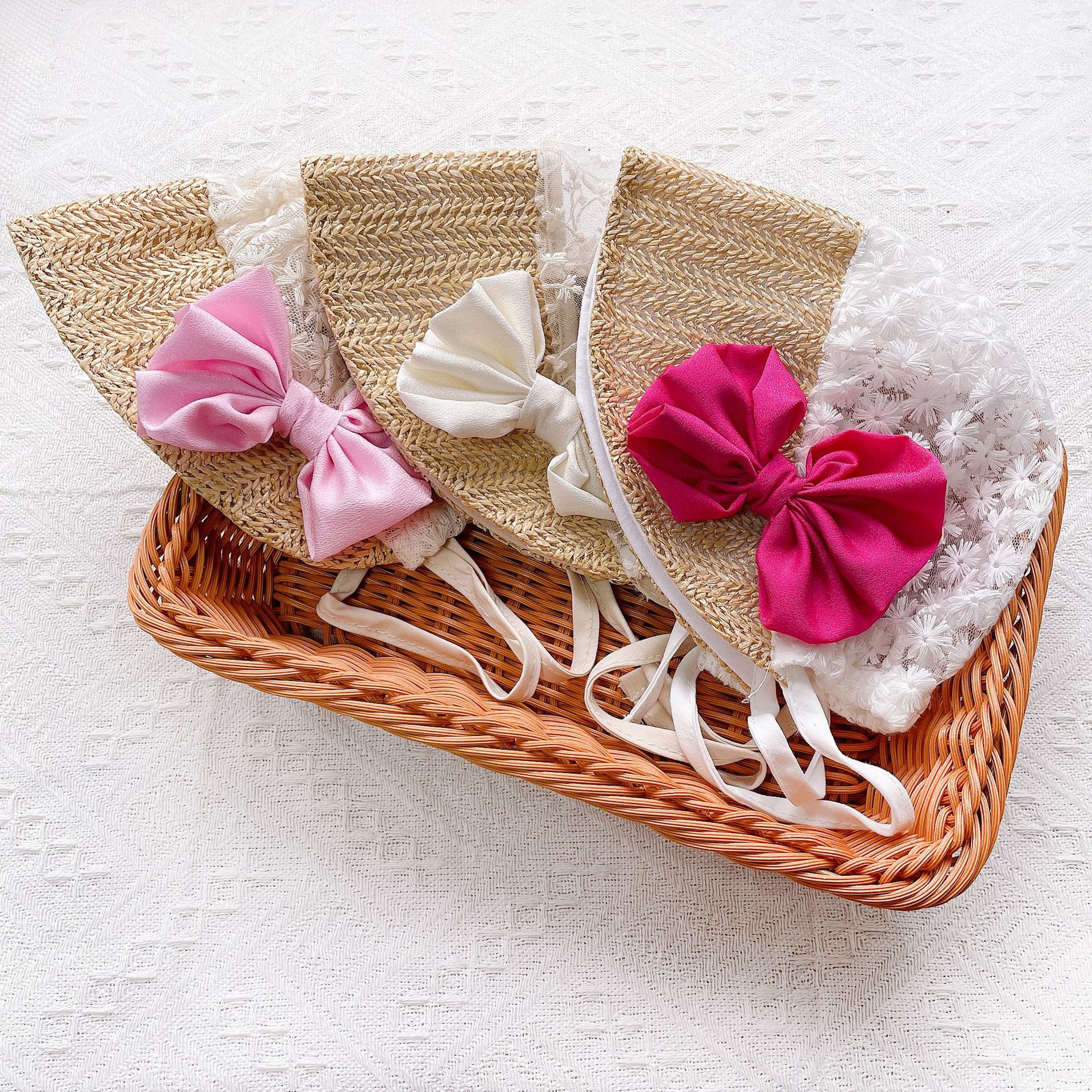 Gorro Infantil De Tela Con Lazo
