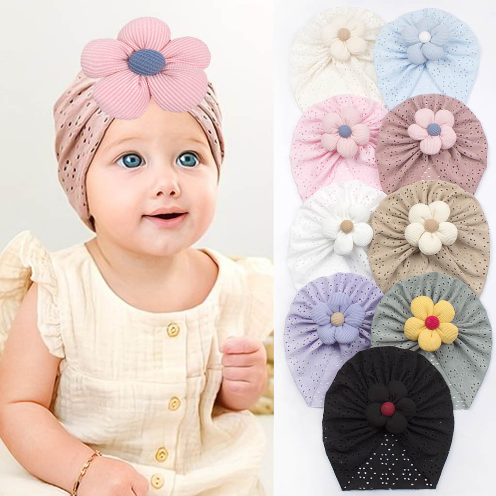 Gorro Fetal Infantil Hueco De Flores De Tela