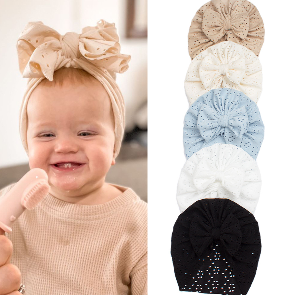 Gorro De Punto Con Lazo De Tela Para Niños