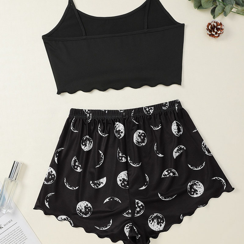 Conjunto De Shorts Con Top Halter Y Estampado De Letras De Poliéster
