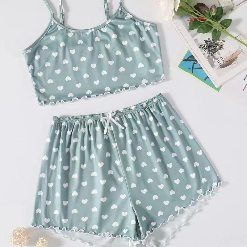 Conjunto De Pijama Y Shorts Con Tirantes Estampado Acrílico De Dos Piezas