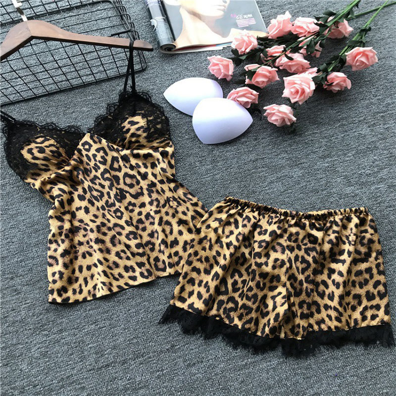 Conjunto De Pijama Y Shorts Con Tirantes Estampado Acrílico De Dos Piezas
