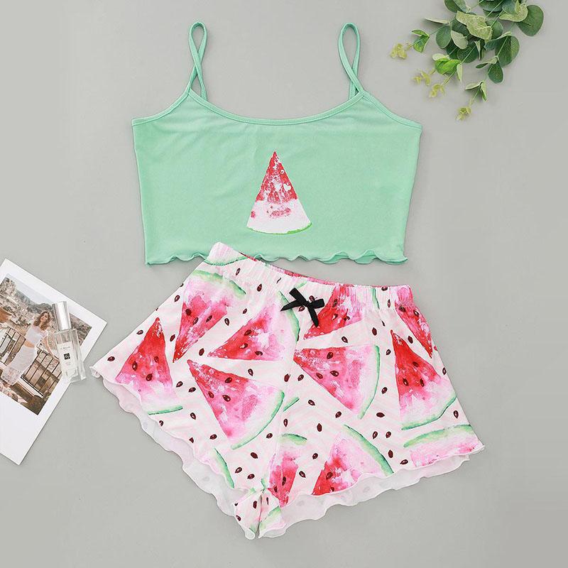 Conjunto De Pantalones Cortos Estampados De Camisola De Poliéster