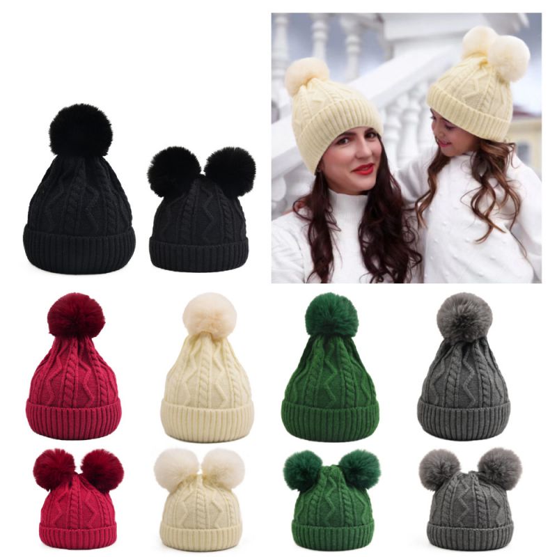 Gorro De Punto Con Ovillo De Lana Para Padres E Hijos