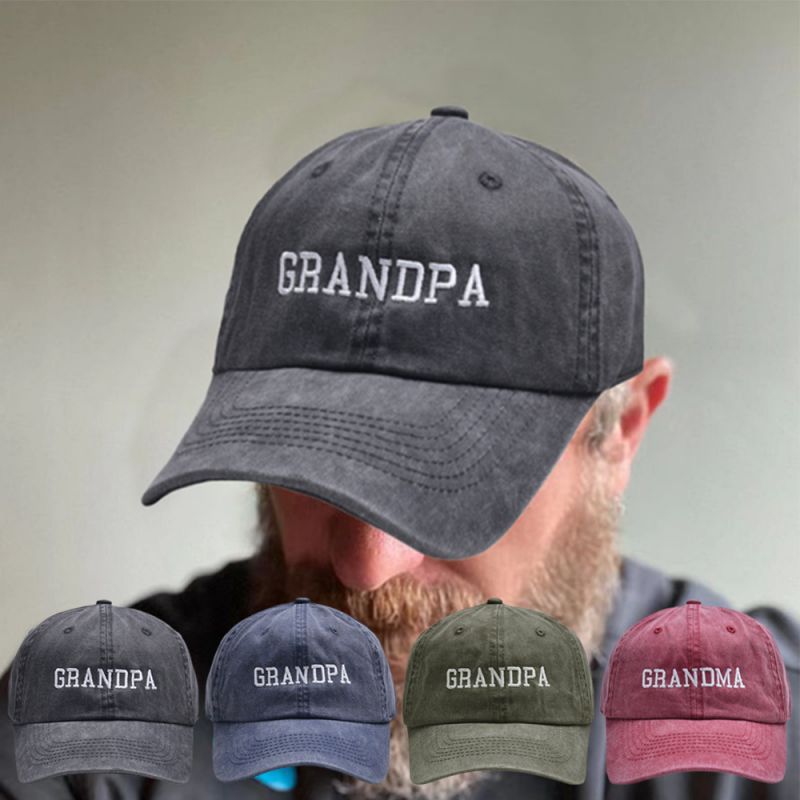 Fashion Black Black-grandpa Grandma Letter Embroidered Baseball Cap