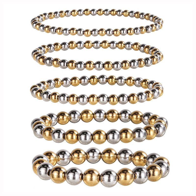 Fashion 6mm Stainless Steel Beaded Bracelet