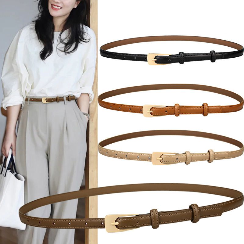 Fashion Black Slim Belt With Metal Pin Buckle